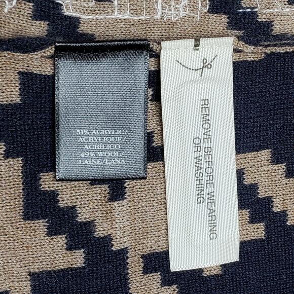 Ann Taylor Sweater Vest Size XL Sequined Houndstooth Knit Navy Beige Sleeveless - Picture 8 of 10